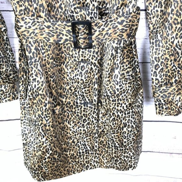 Cheetah Print Classic Double Breasted Fully Lined Trench Coat Med, Joan Rivers - Picture 8 of 9